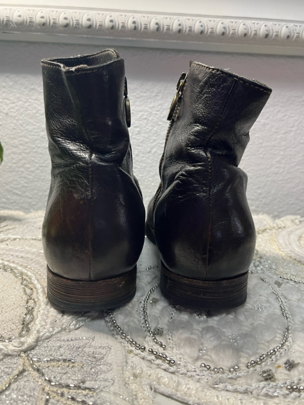 Fiorentini + Baker Dark Brown Italian Leather Ruched Ankle Boots Size [EU 36] - Picture 8 of 15